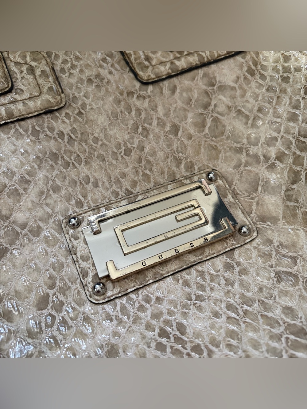 Y2K Guess cream faux croc leather large tote purse - Picture 7 of 16